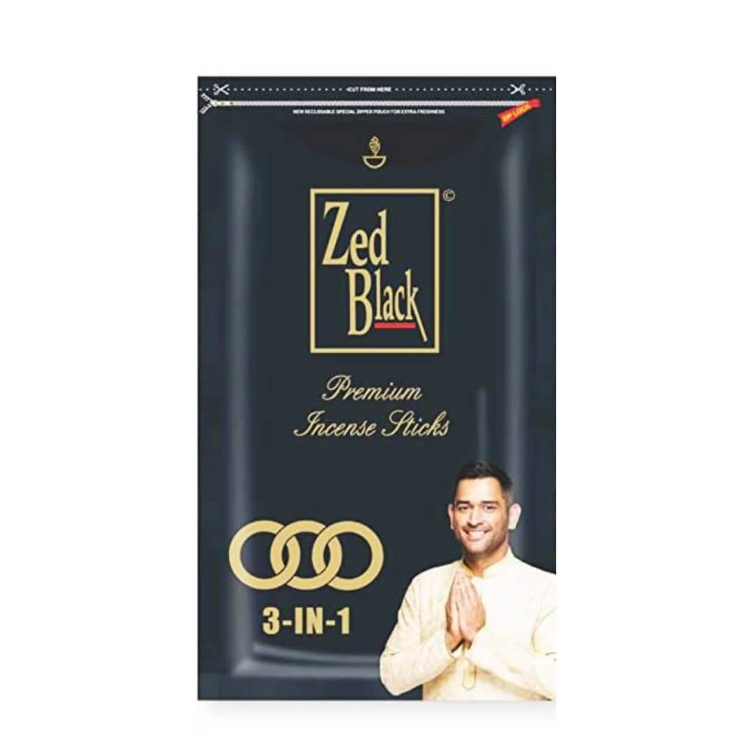 ZED BLACK 3 IN 1 INCENSE Stick (AGARBATTI) Medium Zipper