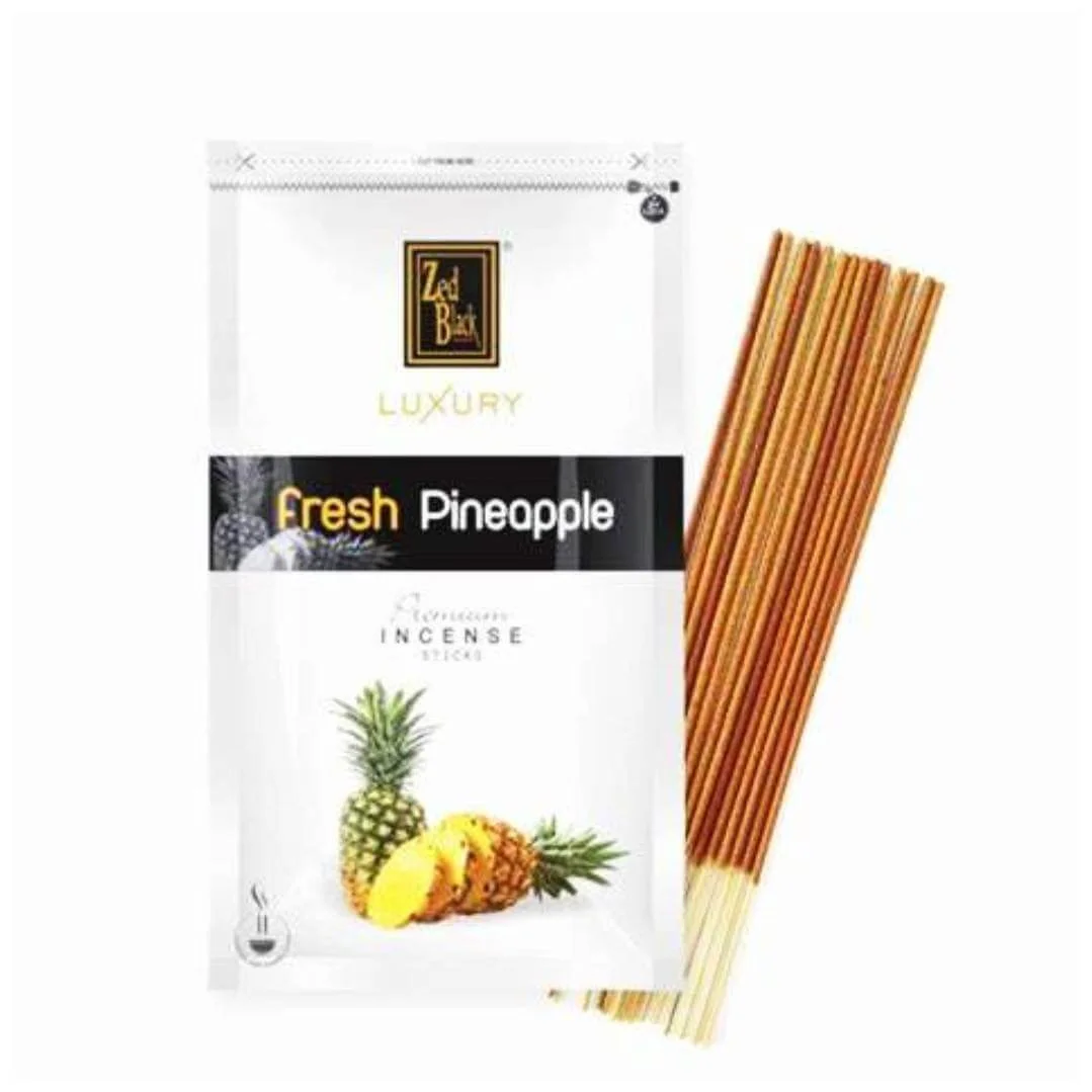 ZED BLACK FRESH PINEAPPLE (पाइनएप्पल) PREMIUM Incense Stick (Agarbatti) Medium Zipper Pack (120g)