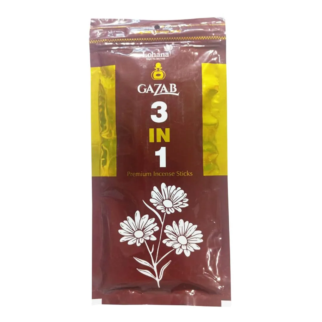 Lohana GAZAB (गजब) "3-In-1 Fragrance" Premium Incense Stick (Agarbatti) (120g)