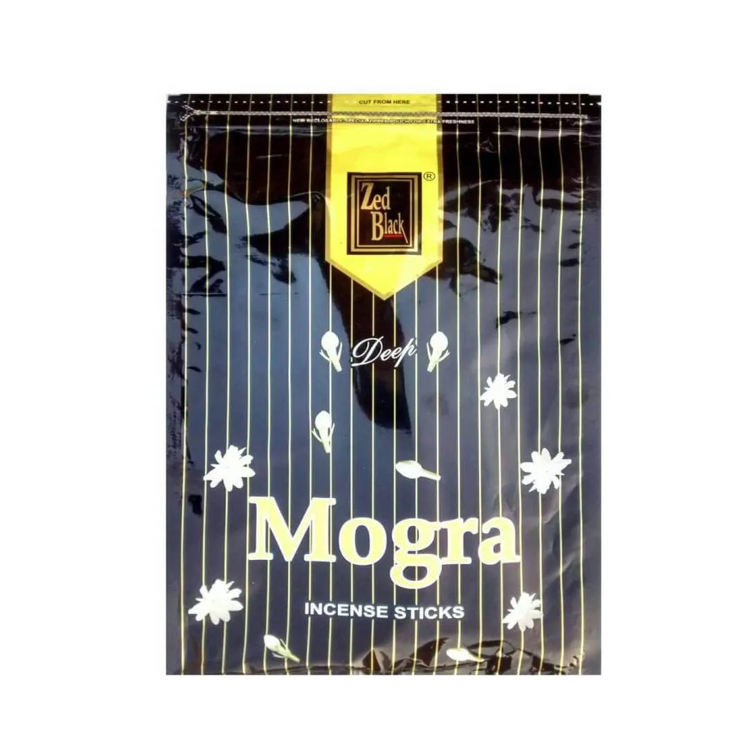 ZED BLACK DEEP MOGRA (मोगरा) PREMIUM Incense Stick (Agarbatti) Medium Zipper Pack (135g)