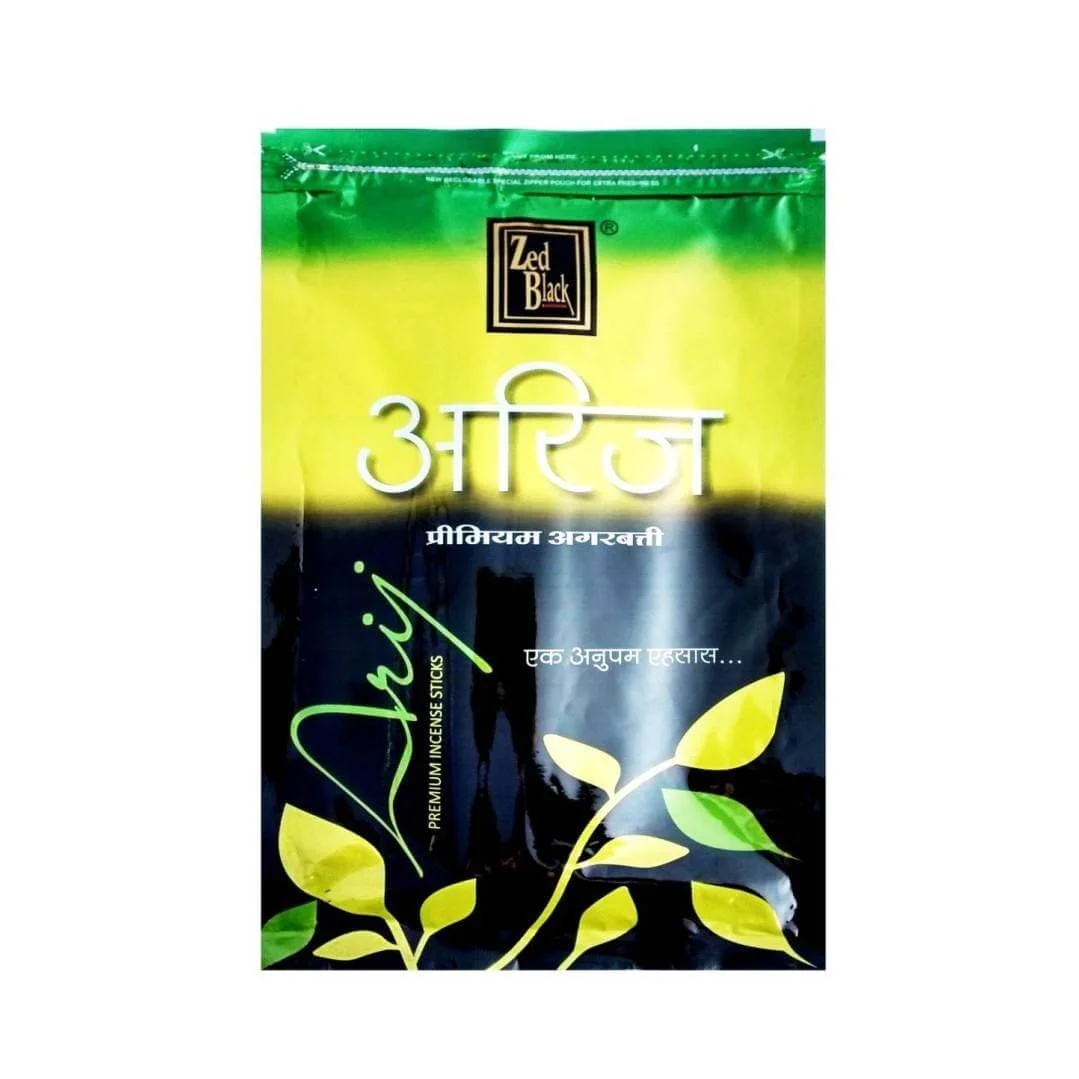 ZED BLACK ARIJ (अरिज) PREMIUM Incense Stick (Agarbatti) Medium Zipper Pack (130g)